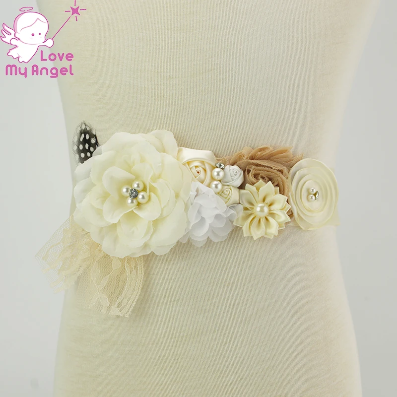 1 шт. пояс для беременных цвета слоновой кости бежевый с цветами девушки