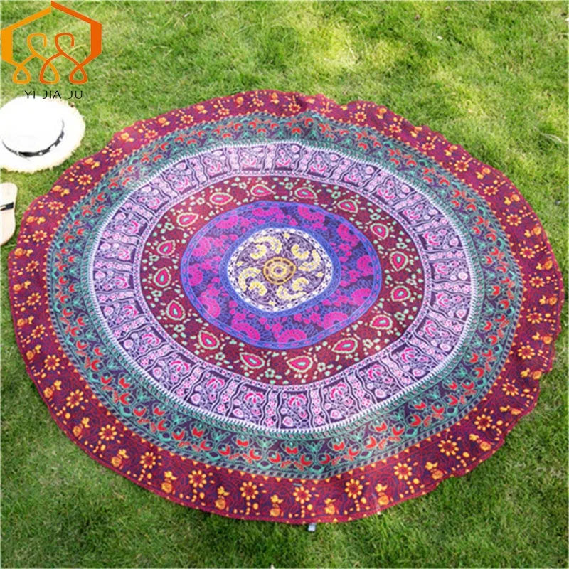 

2017 Summer Round Beach Towel Chiffon Scarf Sunscreen Shawl Yoga Mat Blanket Sunflower Pattern Printing Beach Towels Hot Sale