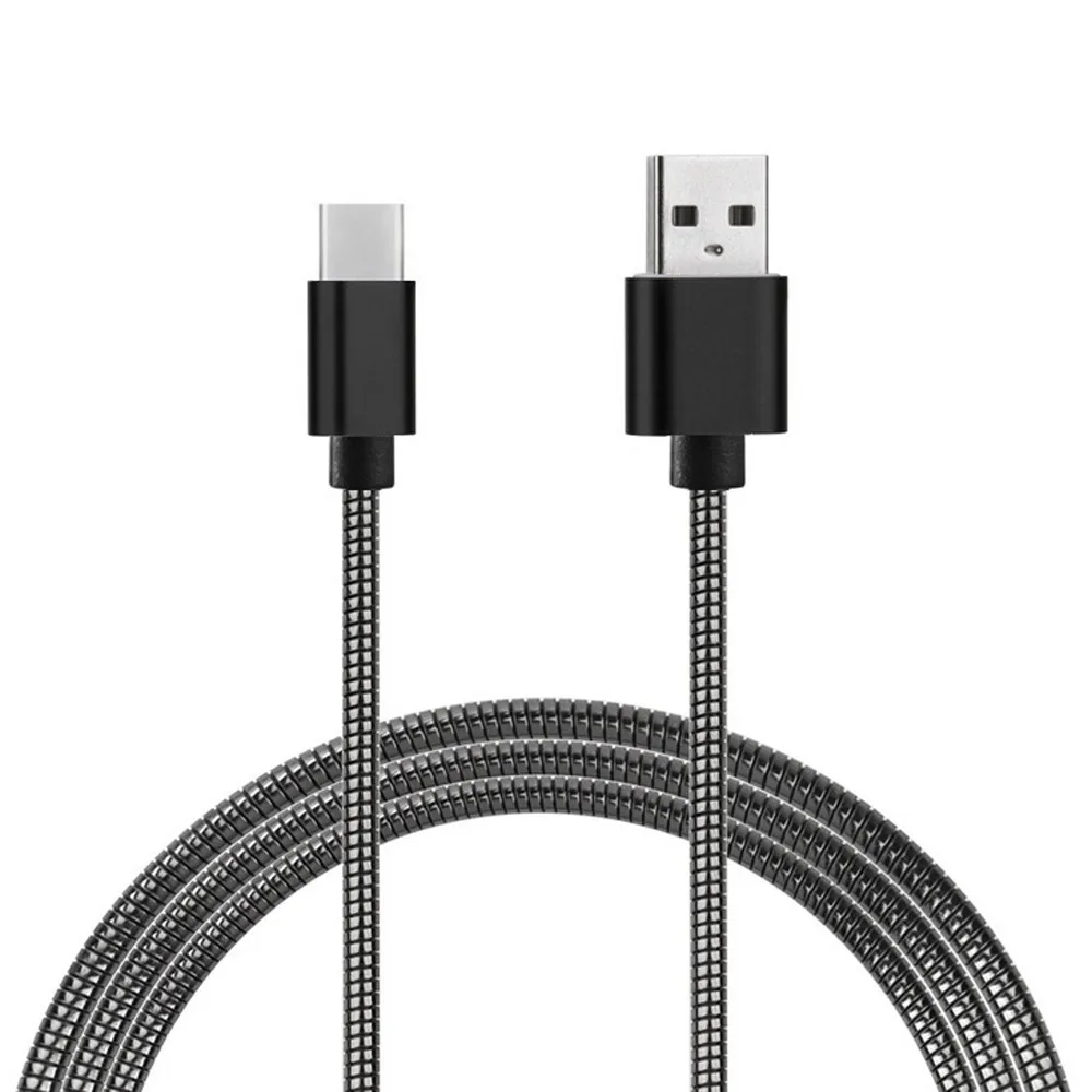 1 м мягкий металлический USB-C USB 3 Type C кабель для зарядки данных BK Высокая мощность 3A