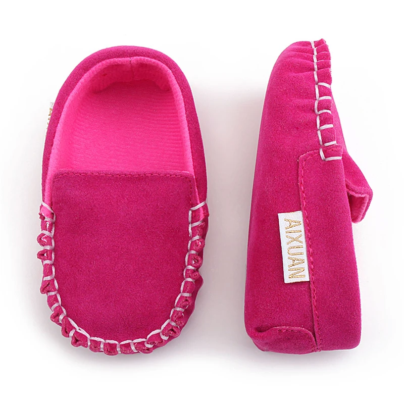 Новорожденный однотонный Повседневный детские ботинки мокасины Moccs мелкая мягкая подошва детская обувь для малышей для 0-18 месяцев для маленьких мальчиков и девочек