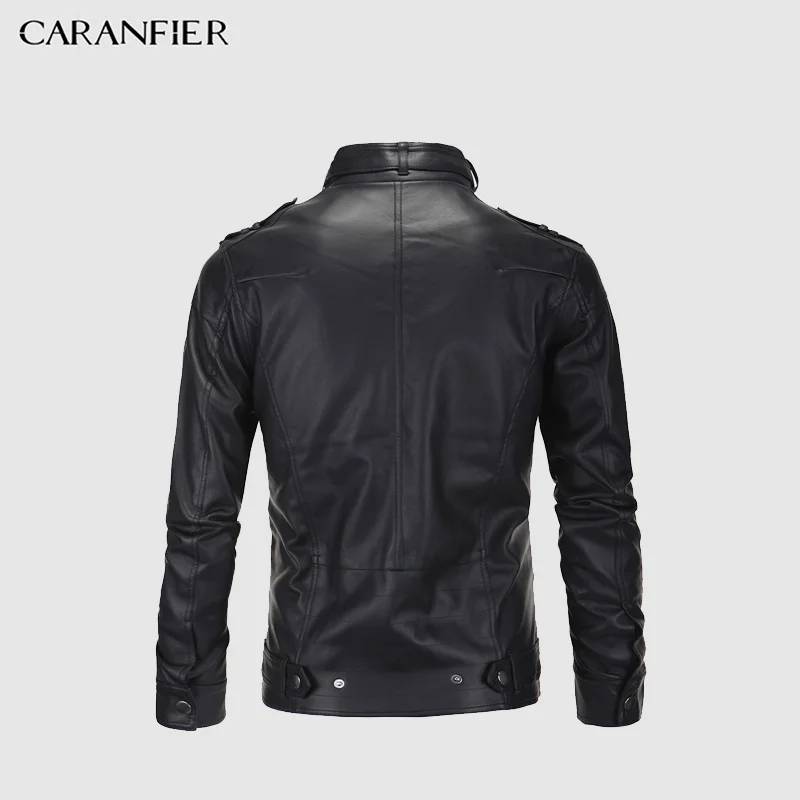 Мужские кожаные куртки CARANFIER винтажные тонкие Байкерские Куртки из