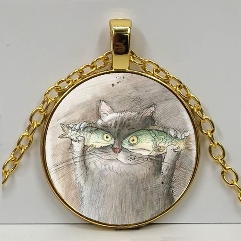 YAUTION wholesale new 2020 cat and fish fashion crystal glass pendant sweater chain necklace jewelry | Украшения и аксессуары
