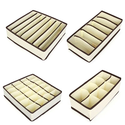 Beige 4 шт. складной ящик для хранения комод Органайзер Портативный Нижнее белье Комплект для органайзера шкаф Органайзер защитный контейнер коробка - Цвет: Beige