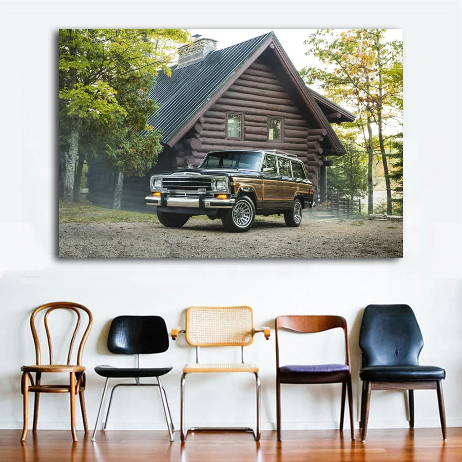 Jeeps Grand Wagoneer stationwagon SUV искусство на стену автомобиля картина постер Холст