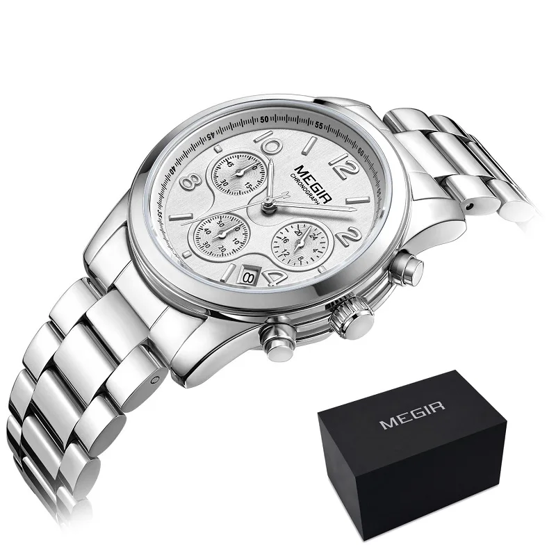 Часы наручные MEGIR женские кварцевые роскошные модные спортивные с хронографом