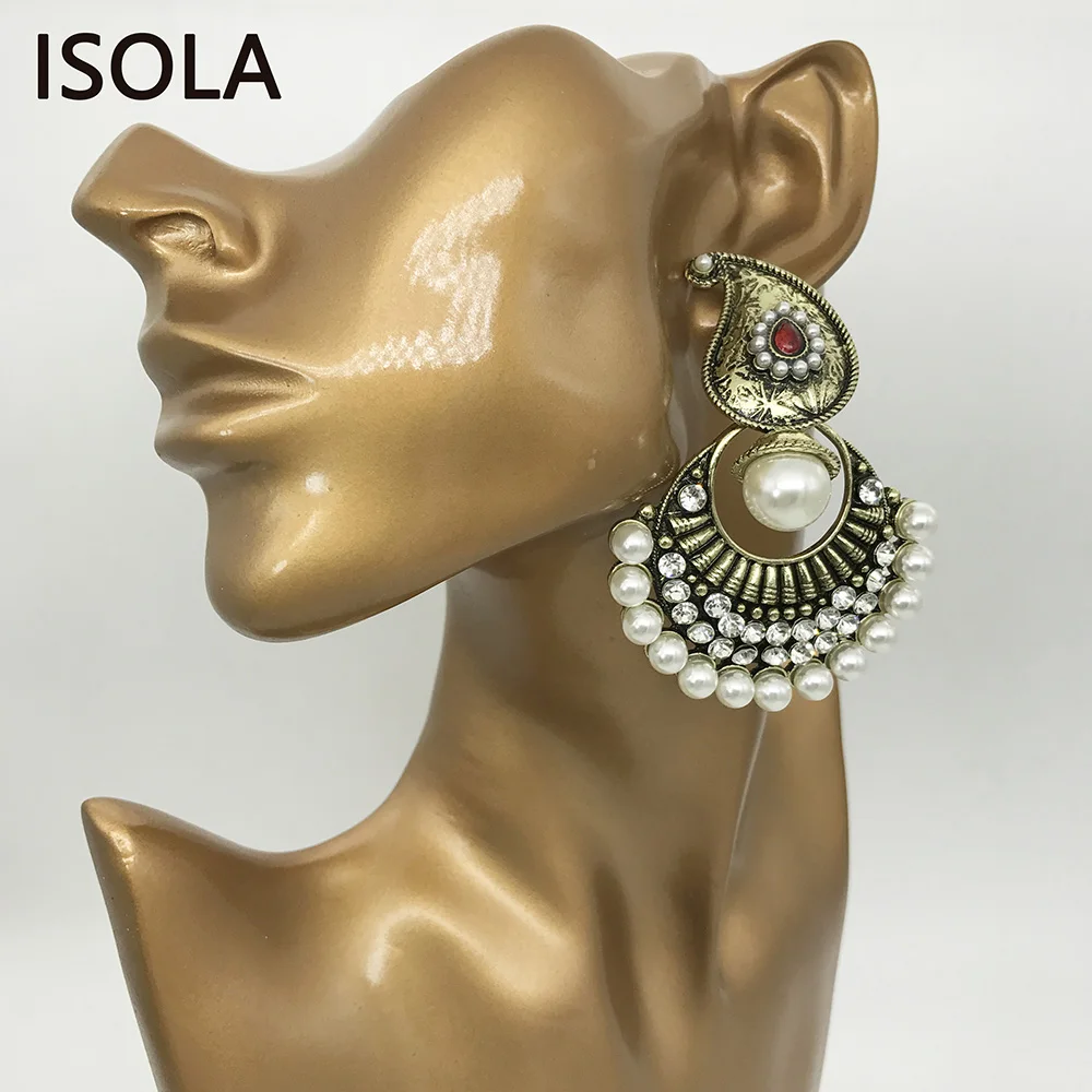 ISOLA Большая Жемчужная объемная люстра кашмирские серьги в индийском стиле