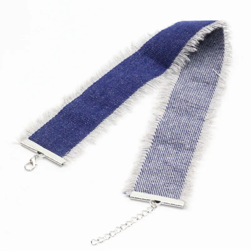 fashion Tassel Denim Choker Necklace Women Vintage Punk Distressed Jeans Tattoo Chokers Collier bojoux femme DEZ5-5 | Украшения и