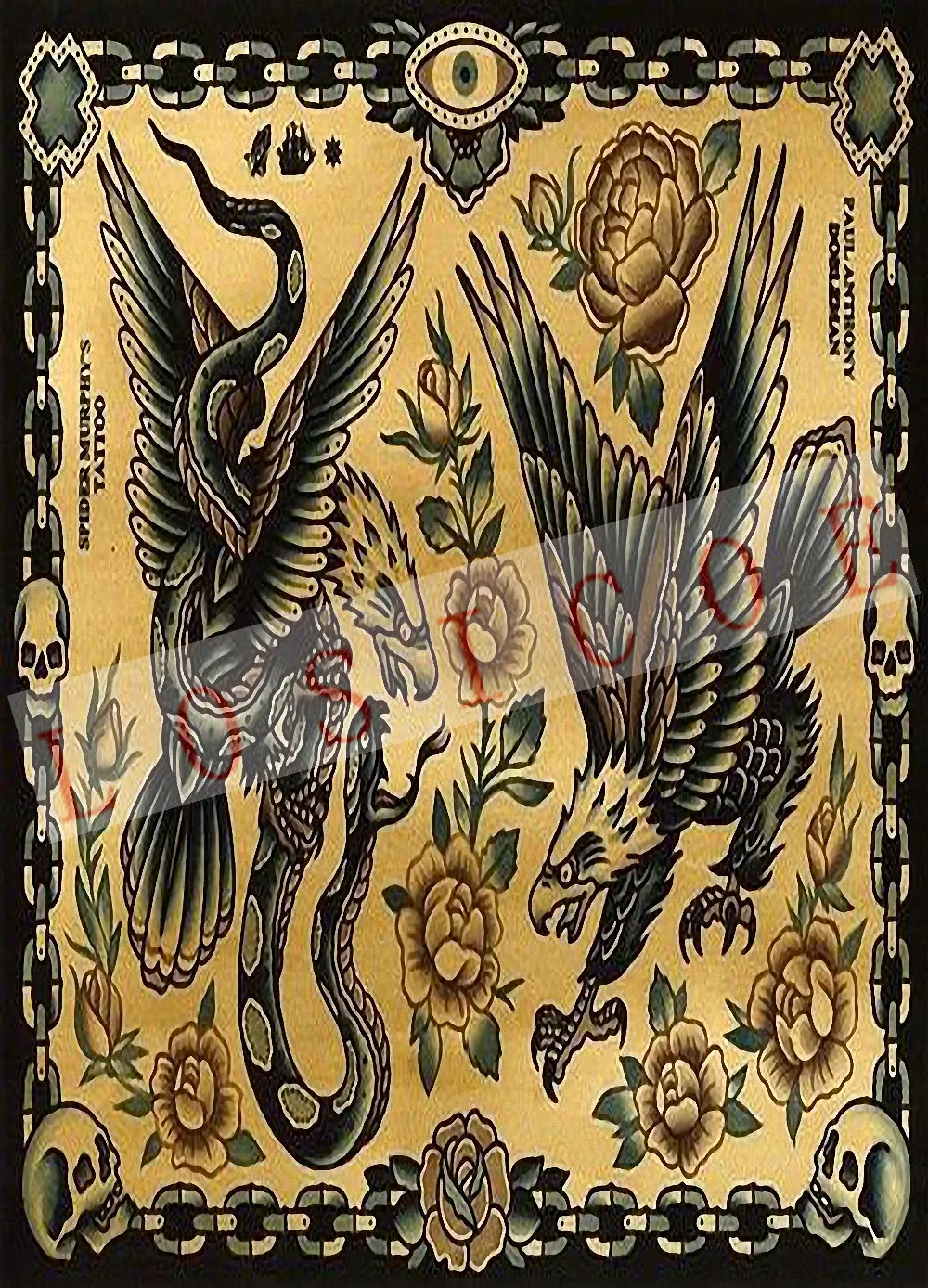 Персональные татуировки дизайн плакаты висячая картина HD Ностальгия Ретро