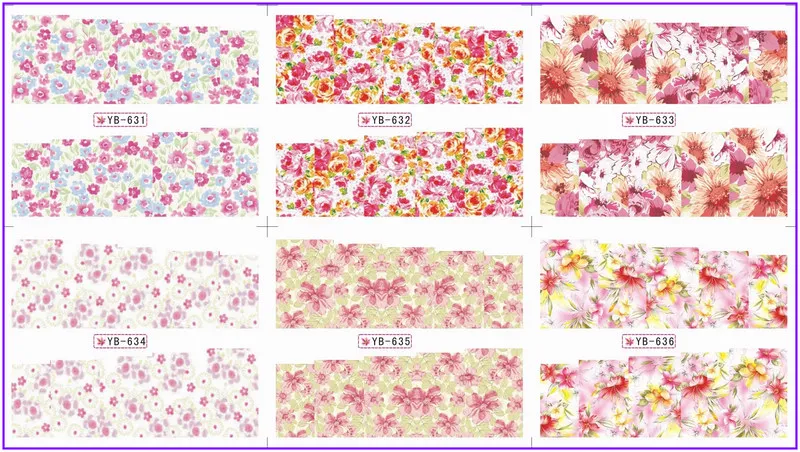 

6 PACK/ LOT WATER DECAL NAIL ART NAIL STICKER FULL PAGE ROSE DAISY FLOWER YB631-636