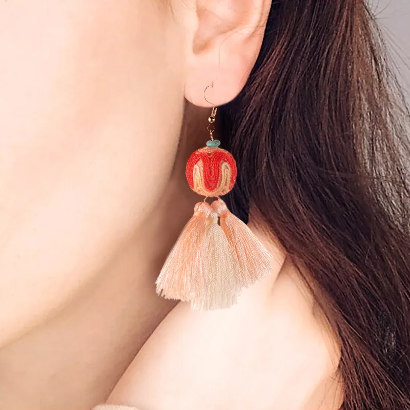 Новый Exaggerate Для женщин Этническая Винтаж Серьги длинной бахромой ручной работы