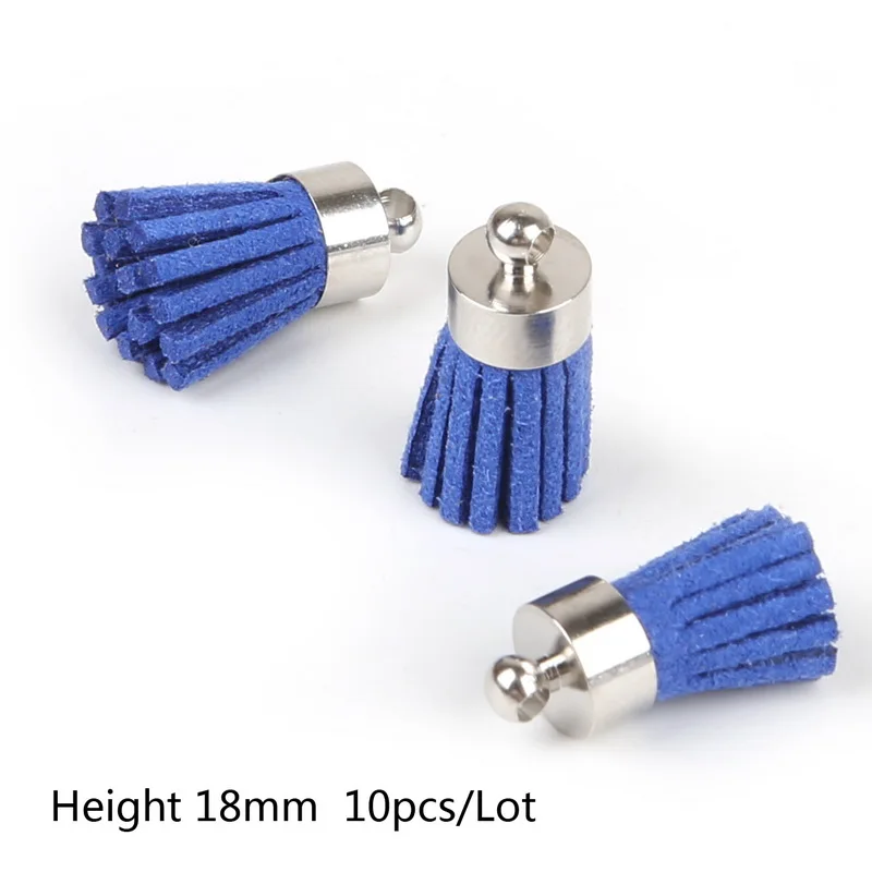 Royal Blue 10 шт. 14 цветов 18 мм Серебряные Колокольчики замша искусственная кожа маленькая кисточка Шарм Подвеска для DIY серьги ожерелье брелок аксессуары - Цвет: Royal Blue