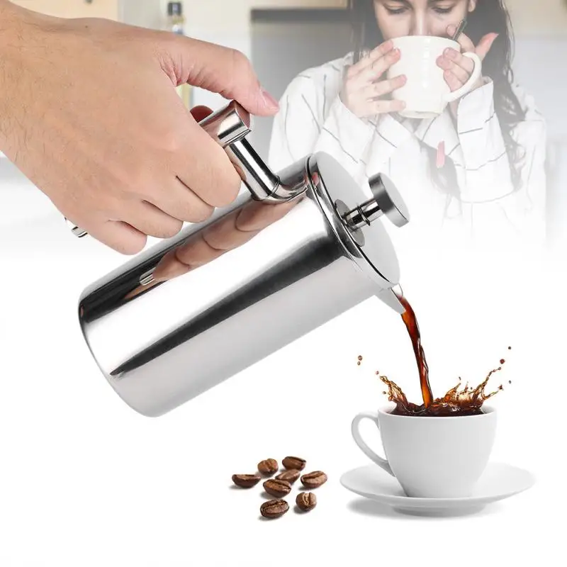 

350ML Double Wall Coffee Maker Stainless Steel Cafetiere Insulated French Press Coffee Oolong Tea Pot Filter Coffee Milk