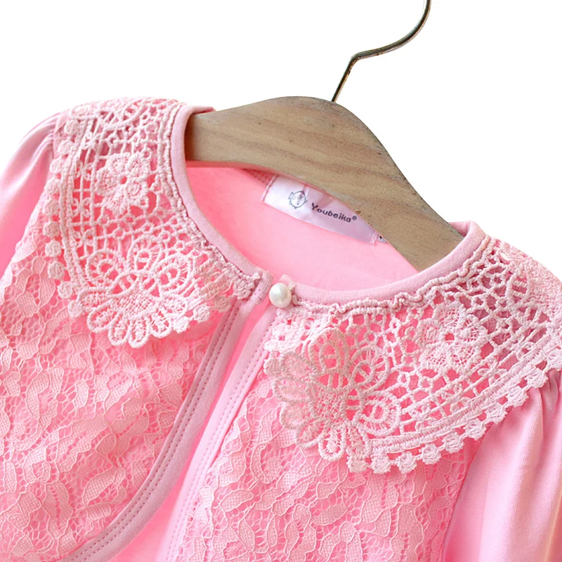Lace Cute Girls Cardigan Long Sleeve Cotton Coat Spring Summer Kids Children Clothing Fashion 3-9T Clothes | Детская одежда и