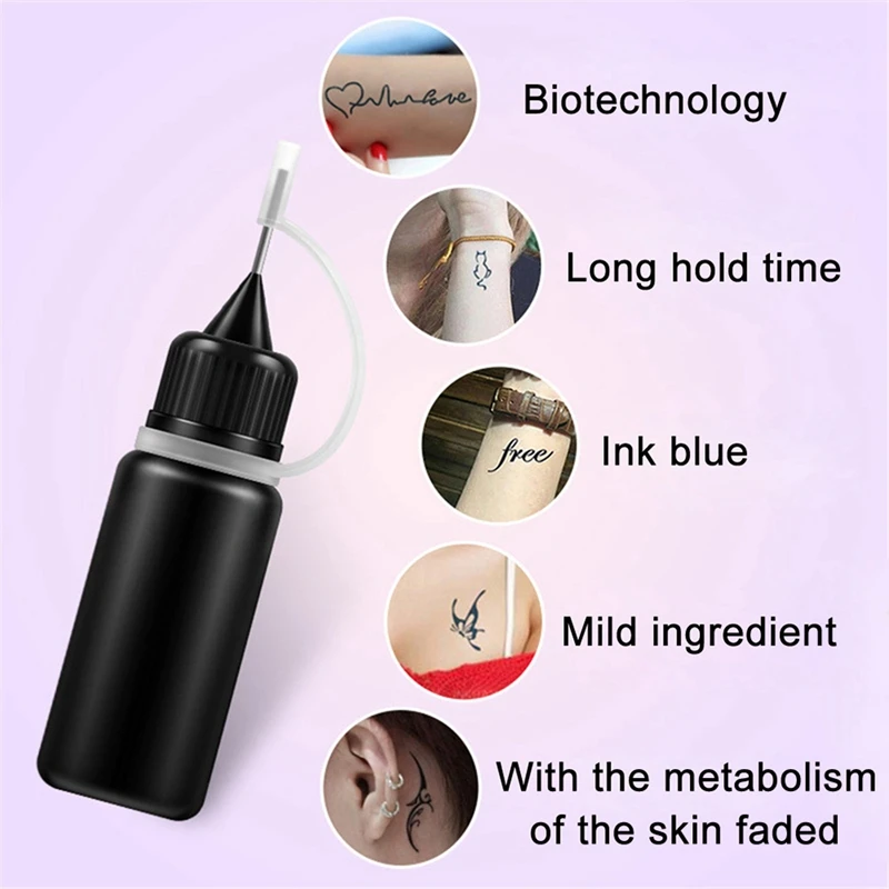 

Temporary Tattoo Ink Natural Long Lasting Organic Jagua Fruit Gel/Ink No Chemicals No Alcohol 10Ml Tattoo Stickers Y17