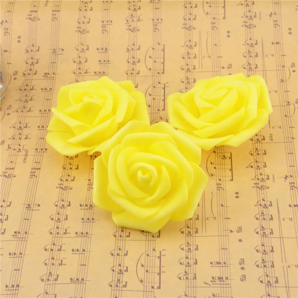 yellow 10 шт./лот, дешево, 6 см, пена, искусственные цветы розы, голова для свадьбы, украшение автомобиля, сделай сам, декоративная роза, скрапбукинг, ремесло, Флорес - Цвет: yellow