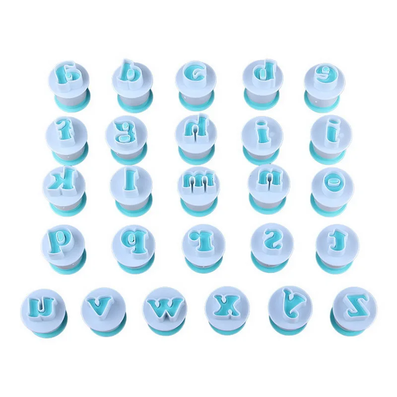 26pcs Lowercase Hoomall 10/26 шт. верх и прописные и строчные буквы алфавита для нарезки печенья в виде Пластик прописных букв Fondant(сахарная) резак для выпечки кекса пресс-формы торт Декор - Цвет: 26pcs Lowercase