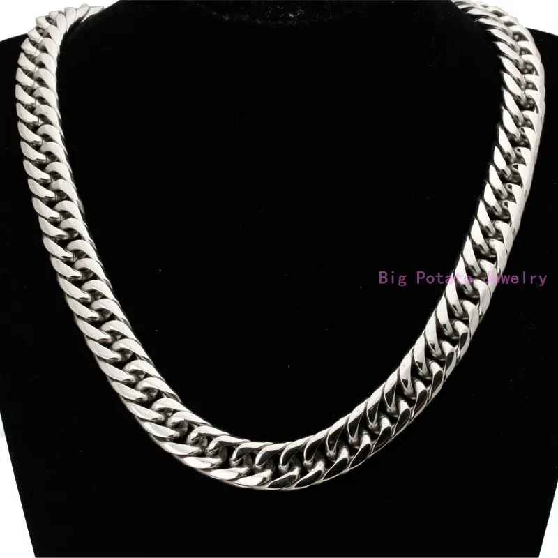 Цепь из кубинской панцирной цепи серебристая полированная цепь нержавеющей