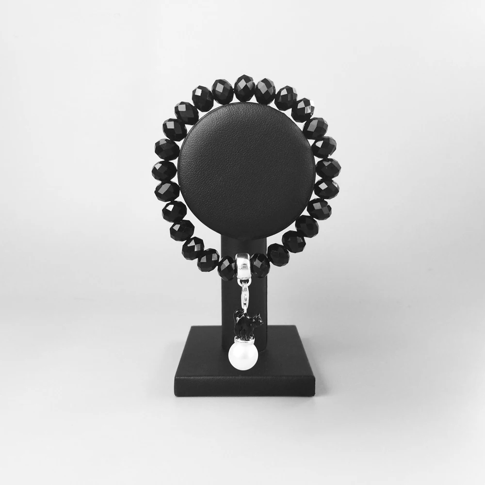 

Bracelet Charms with Black Crystal Beads, 2018 New 925 Sterling Silver Fashion Jewelry Carrier Trendy Gift for Women Femme