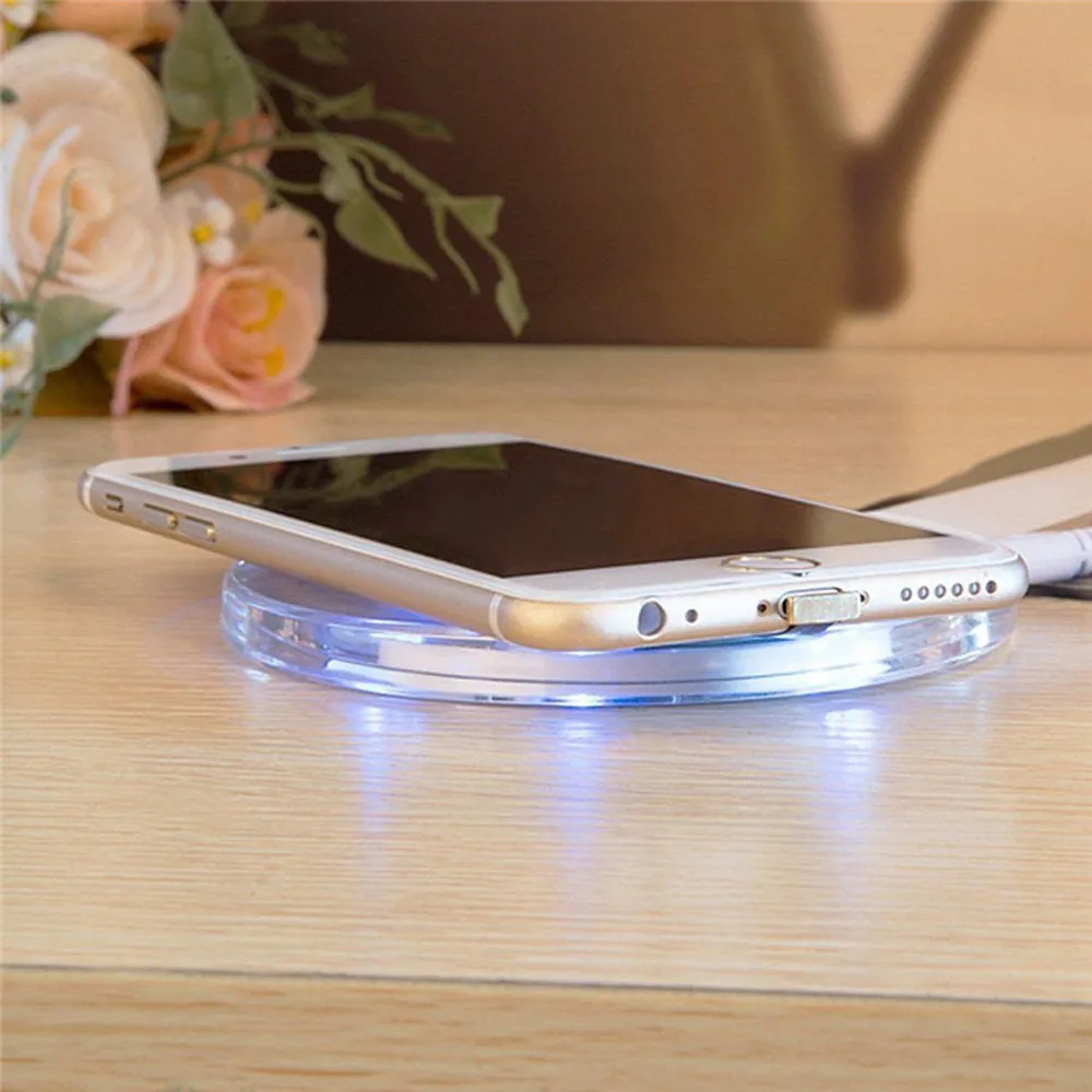 Universal Qi Wireless Phone Charger Crystal Clear USB Charging Pad For iPhone X 8 Plus Samsung Galaxy S6 S7 Edge S8 S9 | Мобильные