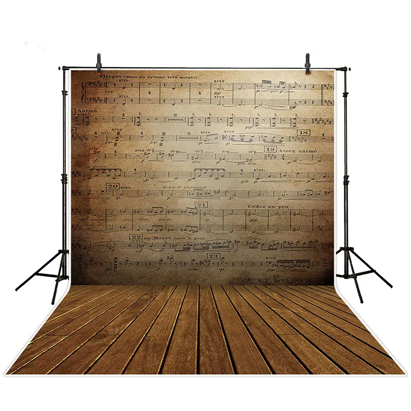 Ретро Стиль темно коричневого цвета для фотосъемки с принтом музыкальные