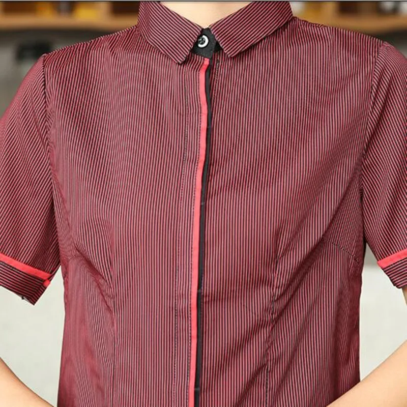 Женская летняя униформа для ресторана кофейни официантки рубашка с коротким