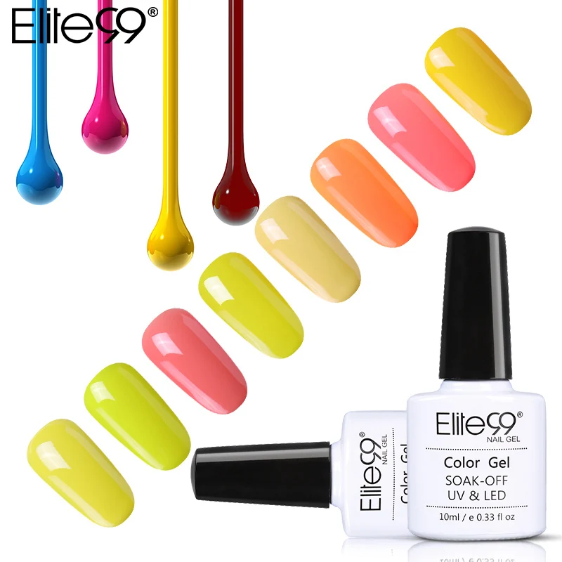 Фото Elite99 желтый Цвет серии 10 мл гель лак для ногтей УФ-гель светодиодный светильник