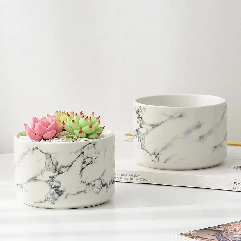 1 шт. цветочный горшок с мраморным рисунком|Цветочные горшки и кадки| |