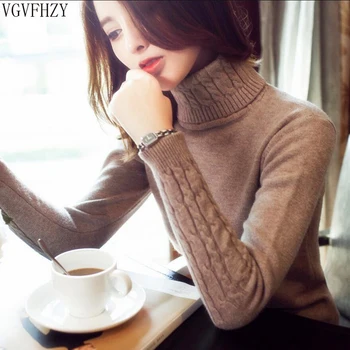 Turtleneck Sweater Women 2019 Winter Thick Warm Women Pullovers And Sweaters Knitted Elasticity Fashion Female Jumper Tops 1