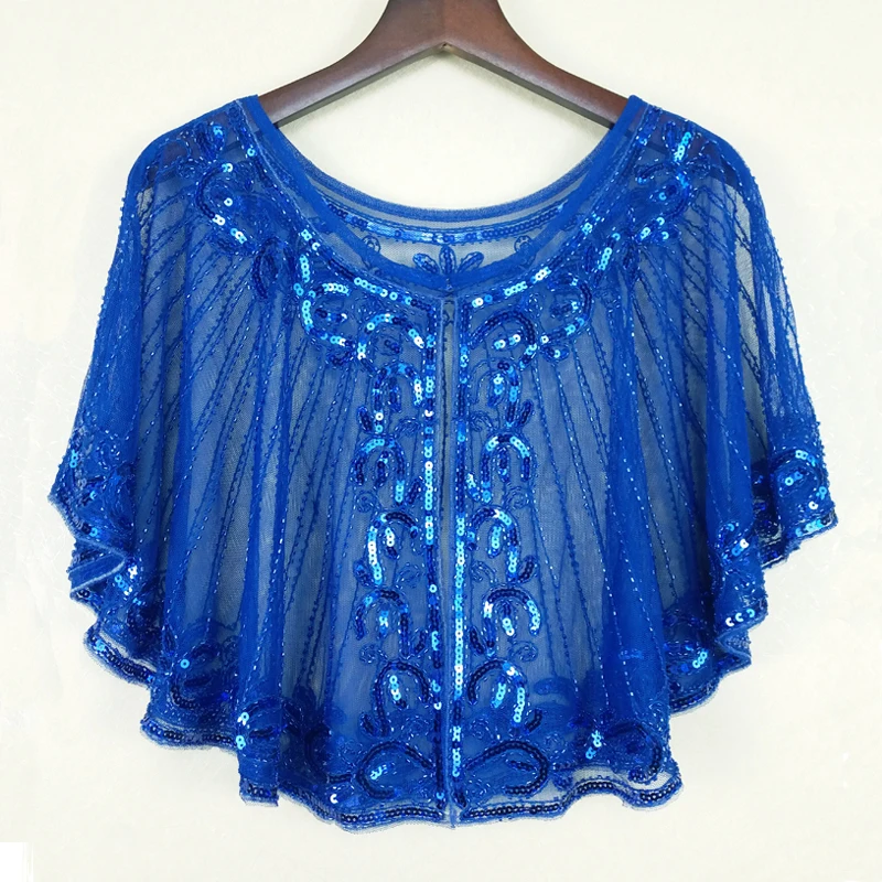 Винтажная шаль с оборками 1920 s короткая накидка блестками и бисером украшение из