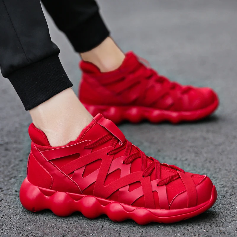 Plus Size Men Sneakers Red Black Gold Fashion Shoes Autumn Lace Up Zapatos Krasovki Unisex Tennis Masculino Casual | Обувь