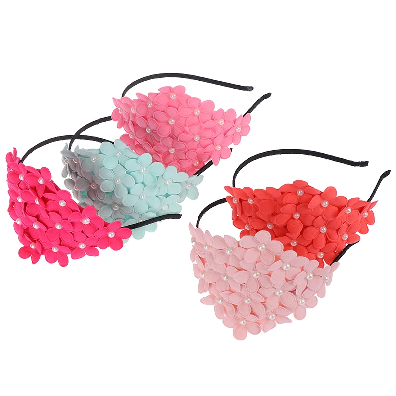 1PCS Beauty Flowers Hair Hoop Princess Dress Match Bows Pearl Flower For Decoration Hairband Baby Girls Band Headwear | Детская одежда