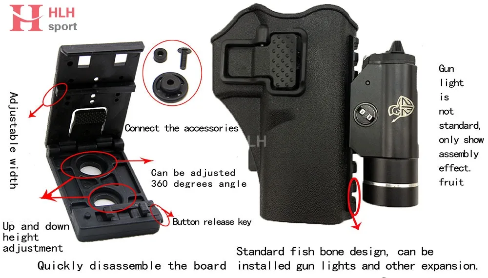 Hlhsport New Tactical Fast Loaded Holster 360 Adjustable Anti-fast Pull Set for Glock M92 Series Holsters | Спорт и развлечения