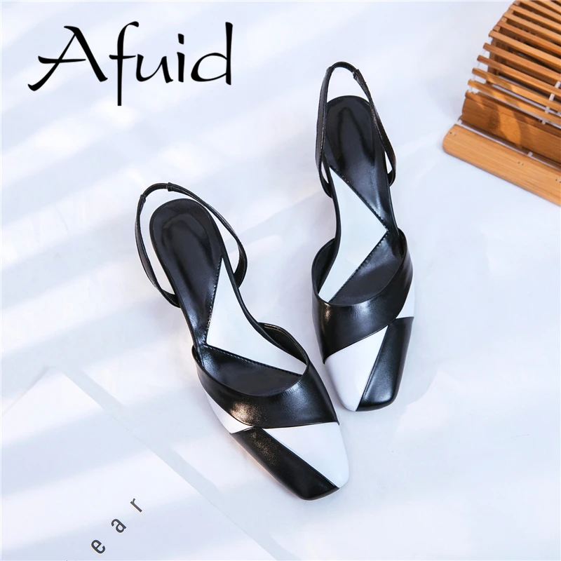 Afuid Женские босоножки из натуральной кожи Летние сандалии на высоком каблуке