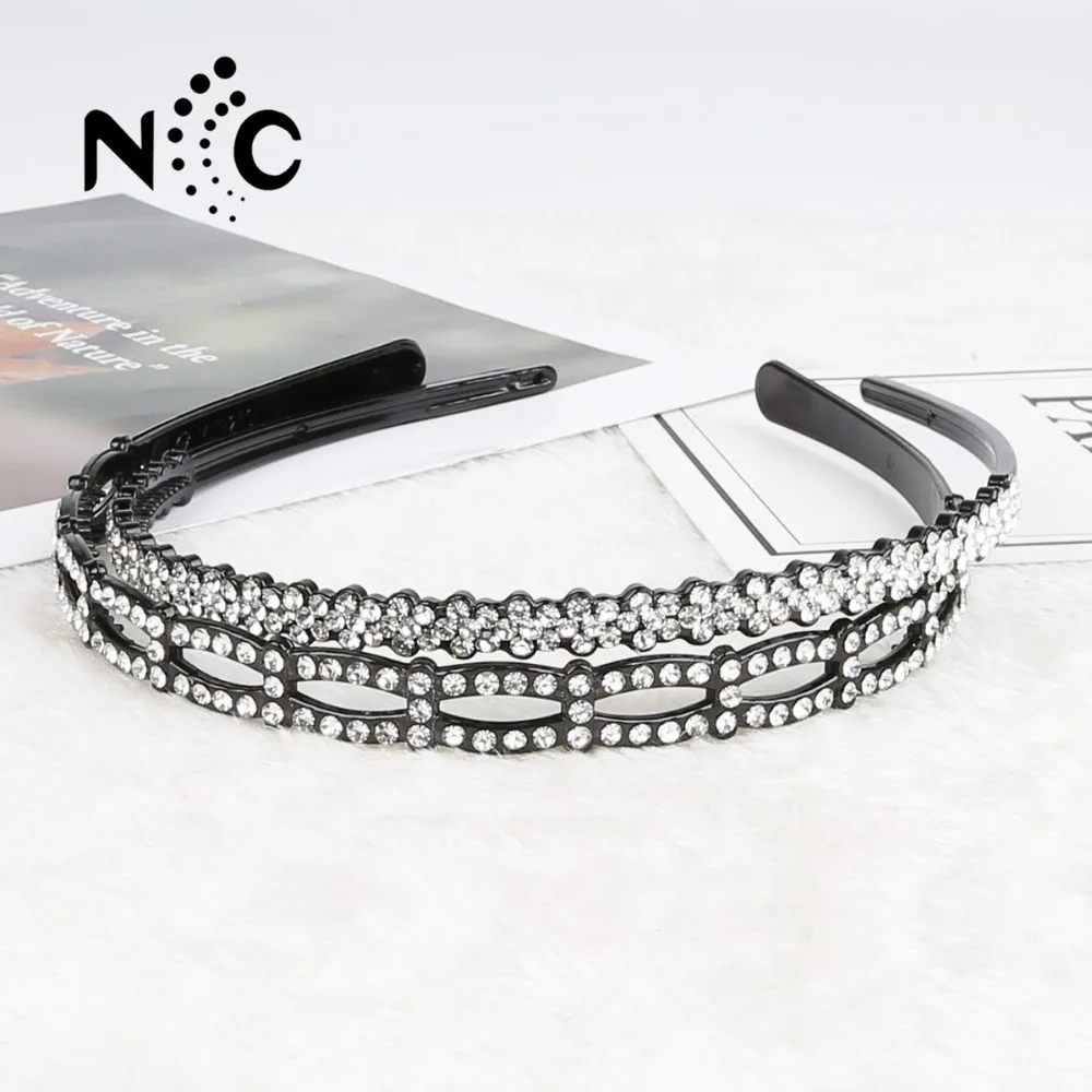 Chic Lady Elastic Plastic Rhinestone Head Chain Jewelry Headband Hairband Hair Band For Women Girls Party Accessories 1pc |
