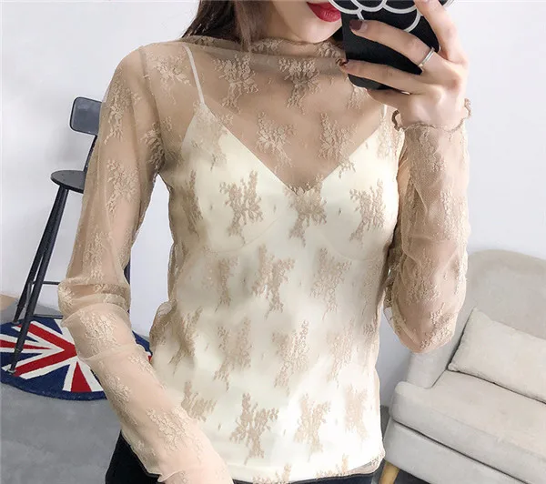 TS1801-Khaki Для женщин сексуальная Harajuku Сетка Прозрачная Футболка полые прозрачные майка; зимние детские носки со звездами, в крапинку, в базовый топ, рубашка Femininas Клубная одежда TS01 - Цвет: TS1801-Khaki