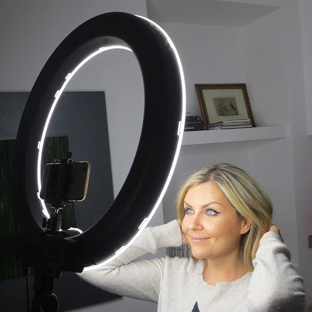 Студийная лампа с регулируемой яркостью 400 Вт 34 см настольная Diva Ring Light + держатель