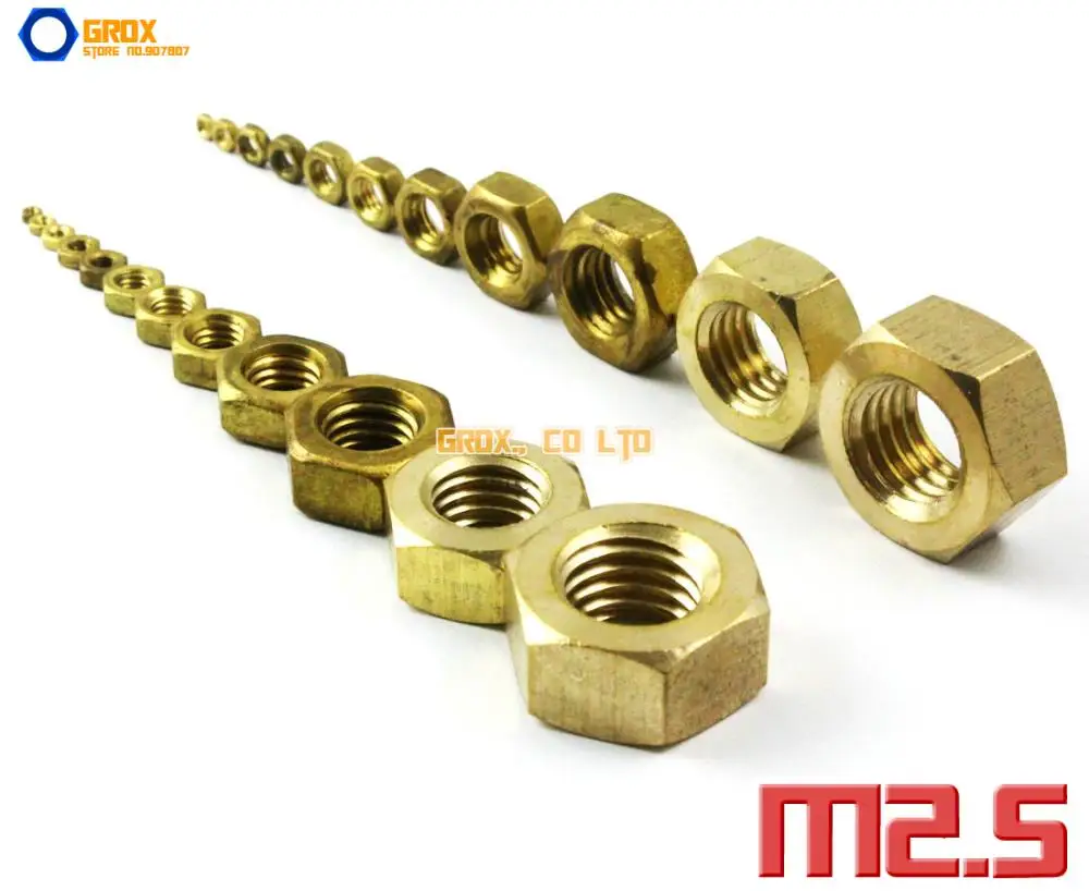 

400 штук латунная Шестигранная гайка с метрической резьбой M2.5