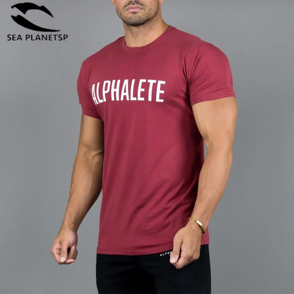 Новинка 2018 бодибилдинг бренд Alphalete Мужская футболка спортивные костюмы
