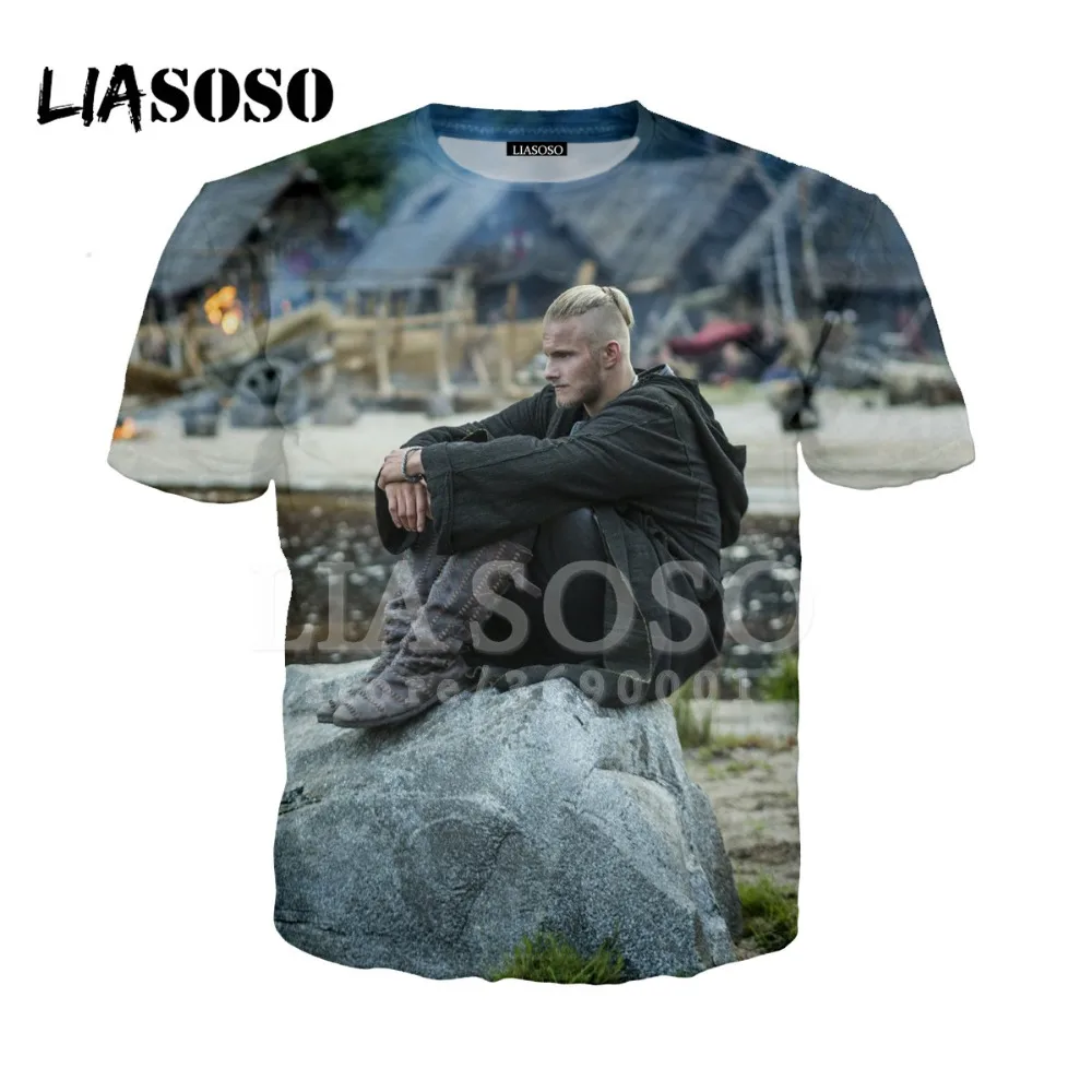 Женская и мужская футболка LIASOSO с 3D принтом Рагнар из викингов Lothbrok Lagertha летняя в