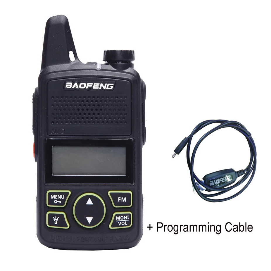add programmingcable BAOFENG T1 мини двухстороннее радио BF-T1 портативная рация UHF 400-470mhz 20CH портативная Ham FM CB радио портативный приемопередатчик - Цвет: add programmingcable