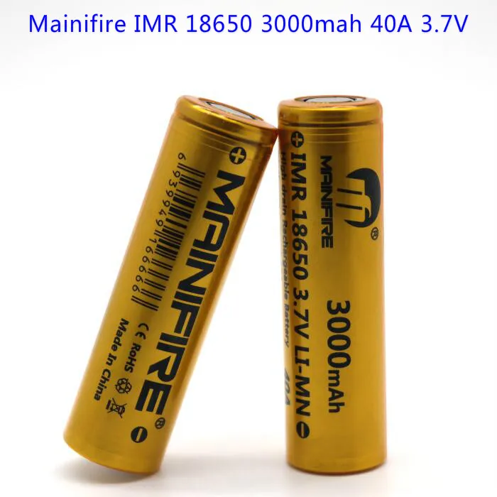 Mainifire IMR 18650 3000 мАч 40A 3 7 В батарея с плоским верхом (2 шт.) + бесплатная доставка|battery