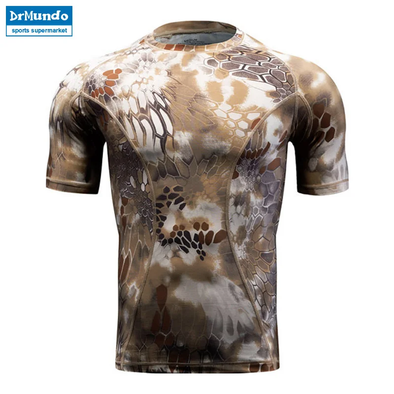 Камуфляжная футболка со змеиным узором мужское облегающее быстросохнущее