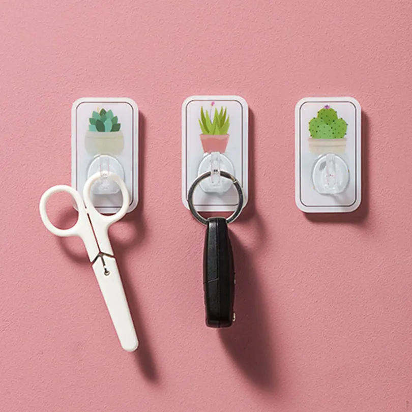 3 шт. декоративные крючки с растительным принтом крючок для ключей пластиковый