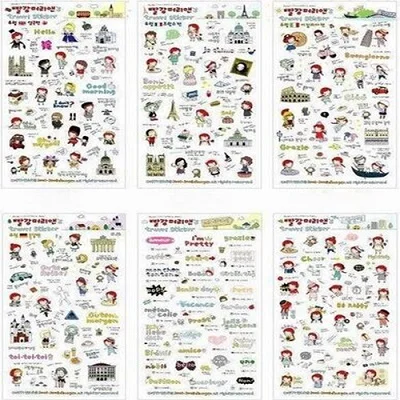 Set-23 XRHYY 1 упаковка из 6 шт. милый дневник мультфильм шаблон украшения Скрапбукинг наклейки прозрачный ПВХ канцелярские планировщик наклейки - Цвет: Set-23
