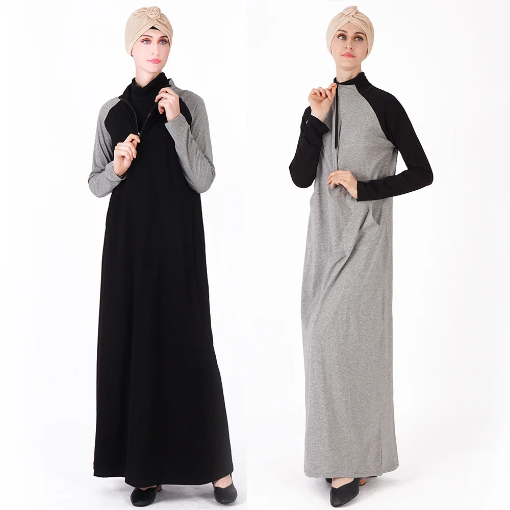 Повседневное хлопок Abayas студенты спортивные длинное платье арабских полной