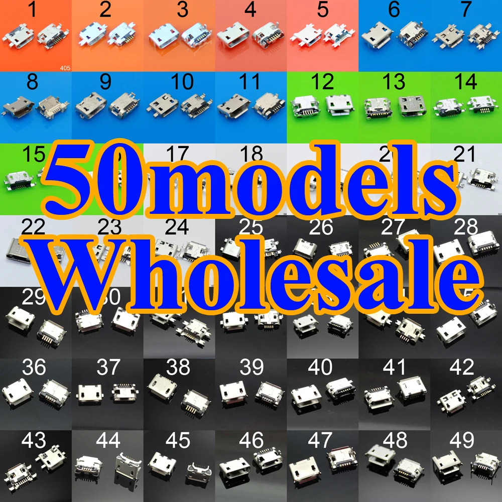 Лидер продаж 50 моделей разъемов для зарядки разъем micro usb Samsung ASUS SONY HP HTC ZTE Huawei Xiaomi