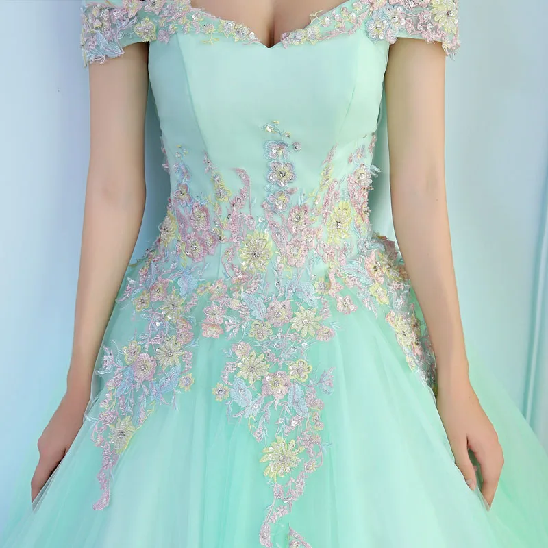 Ruthshen мятно зеленые платья для Quinceanera 2020 бальные с открытыми плечами маскарада