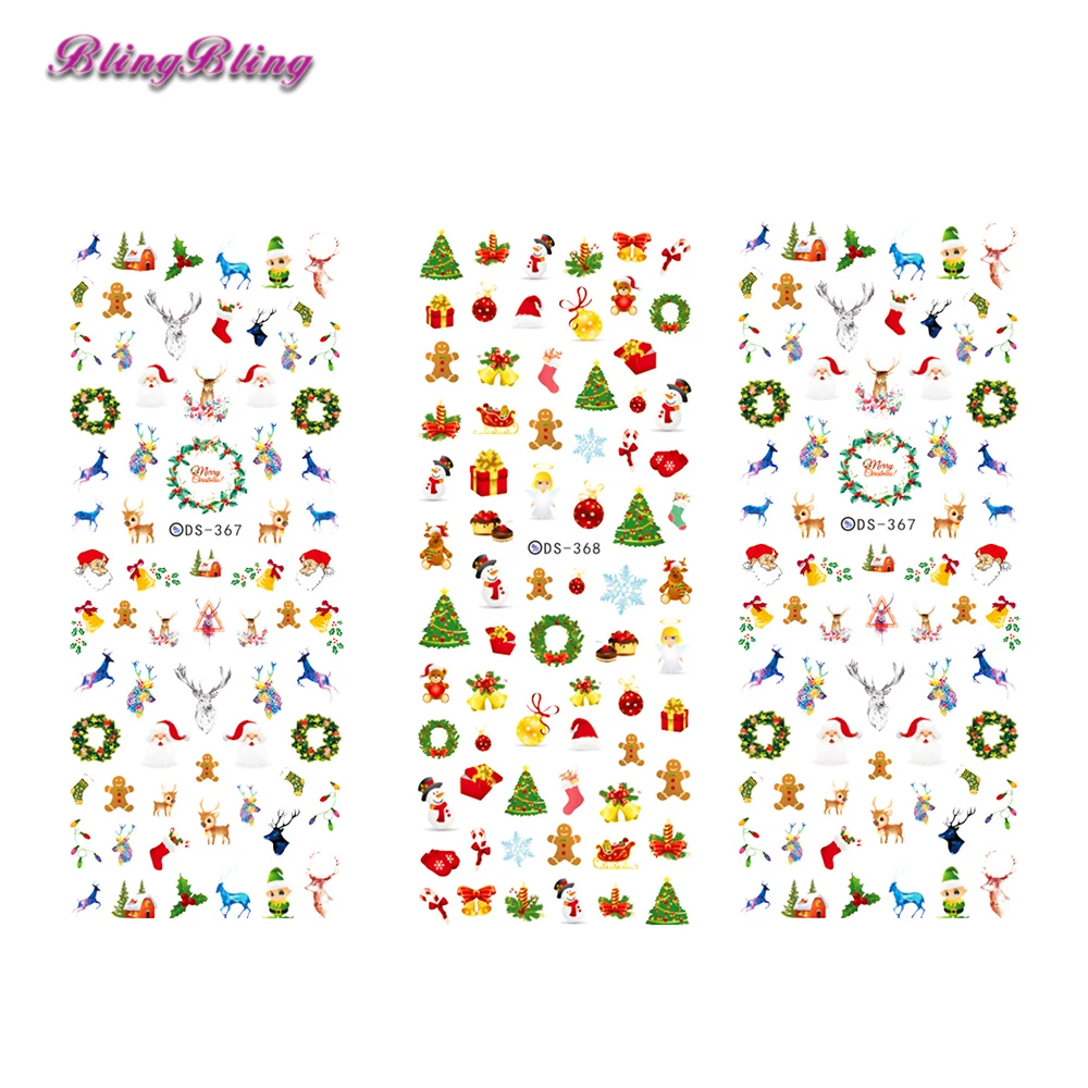 Blingbling 2 шт. Рождество гвозди книги по искусству стикеры серый Снежинка воды