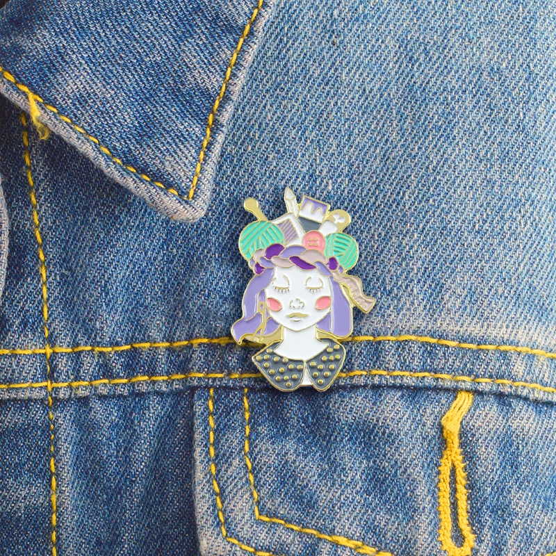 

XEDZ New products hot exquisite beautiful beautiful girl brooch cute fashion purple wool ball shirt lapel sweater girl gift