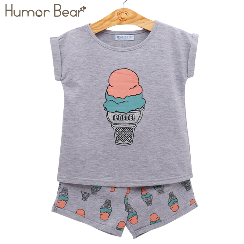 Humor Bear Мод на гриле льда комплект одежды крем Брендовая одежда для девочки детская одежда устанавливает футболка и шорты 2шт костюмы детский костюм